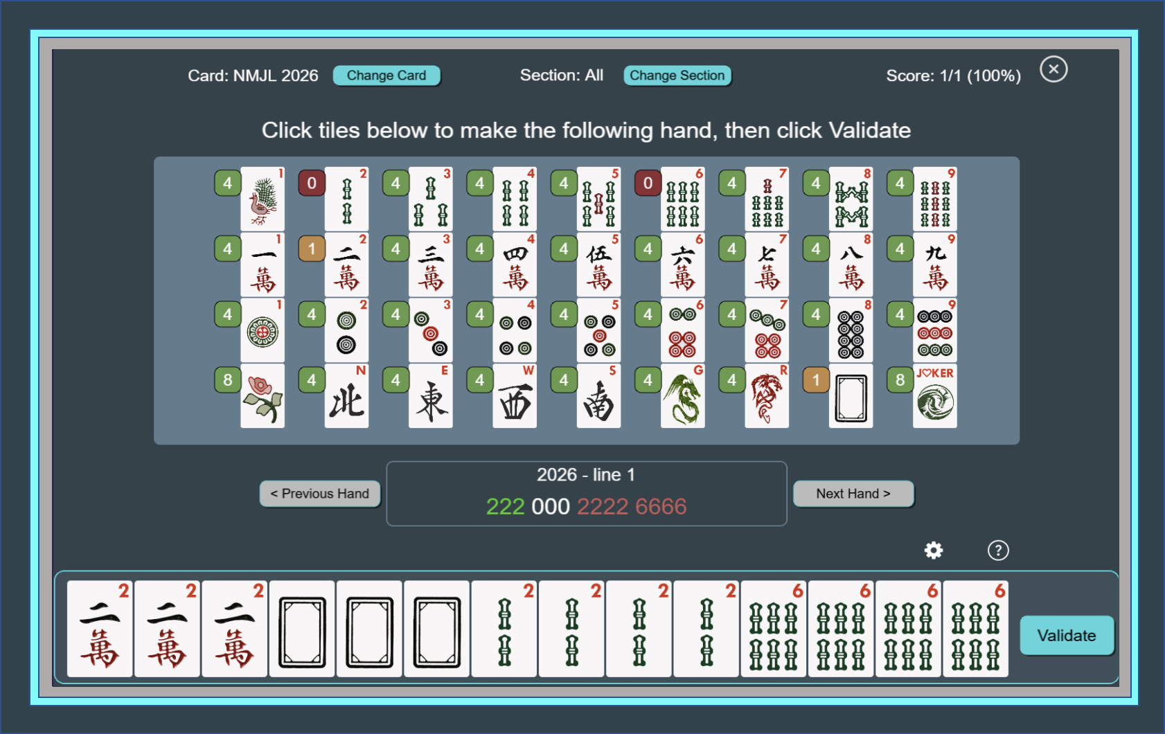 Make a Hand Mah Jongg Exercise